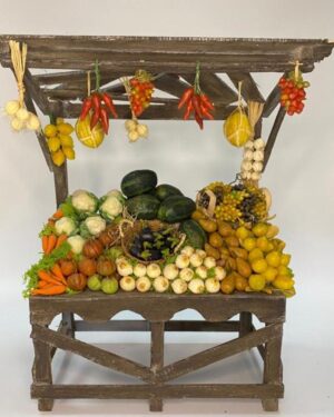 Banchetto di frutta e verdura in cera – Accessorio per figure da 25 cm – Presepe Napoletano '700