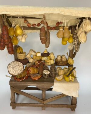 Banchetto di salumi e formaggi in cera – Accessorio per figure da 25 cm – Presepe Napoletano '700