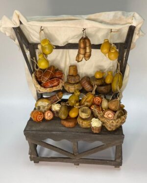 Banchetto di salumi e formaggi in cera – Accessorio per figure da 25 cm – Presepe Napoletano '700