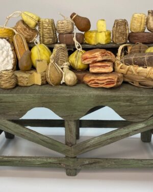 Banchetto di frutta e verdura in cera – Accessorio per presepe napoletano del '700, figure 25 cm