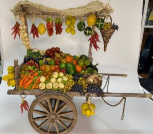 Carretto artigianale Frutta e Verdura in Cera per Figure 25 cm Presepe Napoletano settecentesco - immagine 2