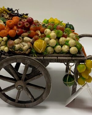 Carretto Artigianale con Frutta e Verdura in cera per Figure 25 cm presepe napoletano