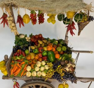 Carretto artigianale Frutta e Verdura in Cera per Figure 25 cm Presepe Napoletano settecentesco - immagine 3