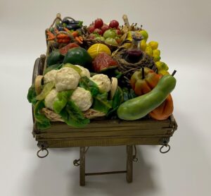 Carretto artigianale Frutta e Verdura in Cera per Figure 25 cm Presepe Napoletano settecentesco - immagine 4