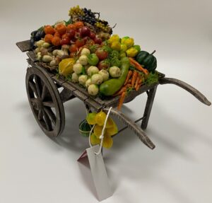 Carretto Artigianale con Frutta e Verdura in cera per Figure 25 cm presepe napoletano - immagine 4