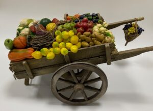 Carretto artigianale Frutta e Verdura in Cera per Figure 25 cm Presepe Napoletano settecentesco - immagine 5