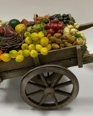 Carretto artigianale Frutta e Verdura in Cera per Figure 25 cm Presepe Napoletano settecentesco