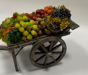 Carretto Artigianale con Frutta e Verdura in cera per Figure 25 cm presepe napoletano - immagine 5
