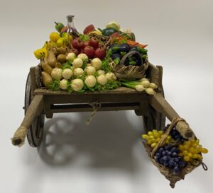Carretto artigianale Frutta e Verdura in Cera per Figure 25 cm Presepe Napoletano settecentesco - immagine 6