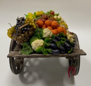 Carretto Artigianale con Frutta e Verdura in cera per Figure 25 cm presepe napoletano - immagine 6