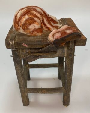 Ceppo in legno con carne in cera – Accessorio per Presepe Napoletano Figure 25 cm
