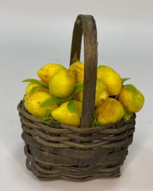 Cesta con manico di limoni di Sorrento in cera – Accessorio per presepe napoletano del '700, figure 25-30 cm