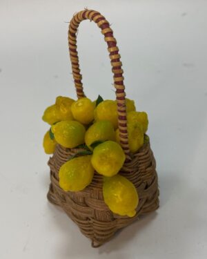 Cestino intrecciato con limoni di Sorrento – Accessorio per Presepe Napoletano 700, figure 25–30 cm