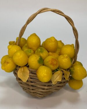 Cesta con Manico di Limoni di Sorrento in Cera – Presepe Napoletano ’700 Figure 25 cm