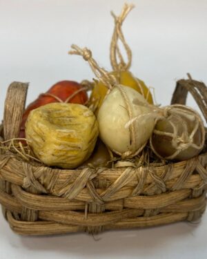 Cesta con Salumi e Formaggi in Cera – per Figure 25-30 cm – Presepe Napoletano '700
