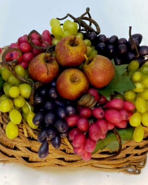 Cesto Artigianale di Frutta e Verdura in Cera per Presepe Napoletano, Adatto a Figure 30-35 cm"