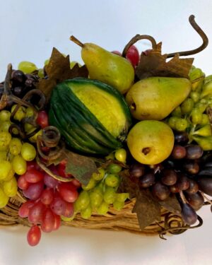 Cesto Artigianale di Frutta e Verdura in Cera per Presepe Napoletano, Adatto a Figure 30-35 cm"