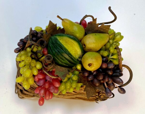 Cesto Artigianale di Frutta e Verdura in Cera per Presepe Napoletano, Adatto a Figure 30-35 cm"