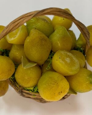 Cesta con Limoni di Sorrento in Cera – per Figure 25-30 cm – Presepe Napoletano '700