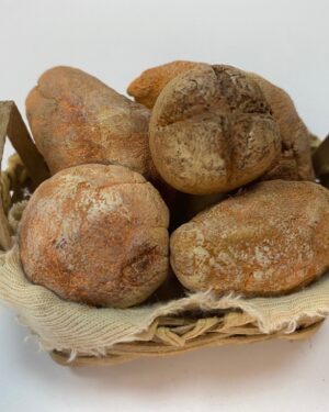 Cesta con Pane in Terracotta Dipinta a Mano – per Figure 25-30 cm – Presepe Napoletano '700