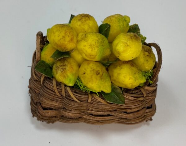 Cesto di limoni in cera – Accessorio per presepe napoletano del '700, figure 25-30 cm