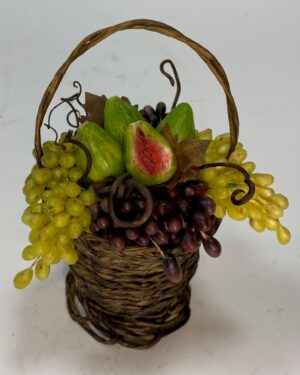 Cesta artigianale di uva in cera – Miniatura per presepe napoletano 25-30 cm, stile settecentesco