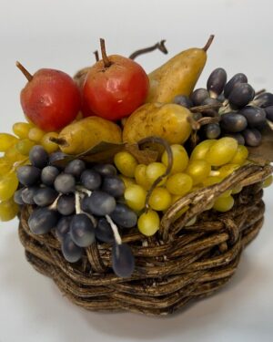 Cesta con uva e frutta in cera – Accessorio per Presepe Napoletano 700, figure 25 cm