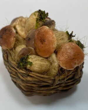 Cesta con Funghi Porcini in Cera – per Figure 25 cm – Presepe Napoletano '700