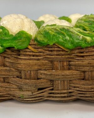 Cesta artigianale di cavoli in cera – Miniatura per presepe napoletano 25-30 cm, stile settecentesco