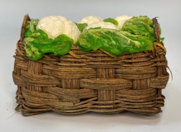 Cesta artigianale di cavoli in cera – Miniatura per presepe napoletano 25-30 cm, stile settecentesco