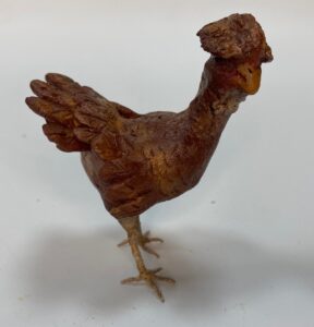 Gallina Padovana scura in terracotta con occhi in vetro – Per figure 25 cm – Presepe Napoletano '700 - immagine 2