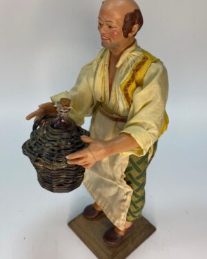 Pastore Locandiere in Terracotta con Occhi in Vetro - Dipinto a Mano - 22/25 cm - Presepe Napoletano del '700