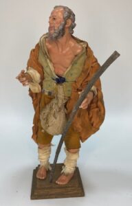 Pastore Mendicante in Terracotta con Occhi in Vetro - Dipinto a Mano - 22/25 cm - Presepe Napoletano del '700 - immagine 2