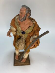 Pastore Mendicante in Terracotta con Occhi in Vetro - Dipinto a Mano - 22/25 cm - Presepe Napoletano del '700 - immagine 3
