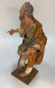 Pastore Mendicante in Terracotta con Occhi in Vetro - Dipinto a Mano - 22/25 cm - Presepe Napoletano del '700 - immagine 6