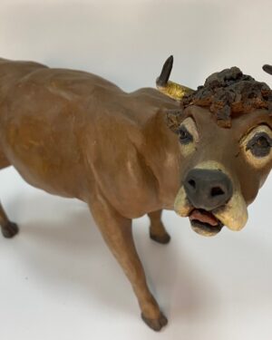 Mucca grande in terracotta con occhi in vetro – Per figure 25-30 cm – Presepe Napoletano '700