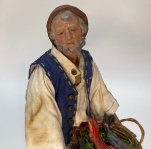 Pastore Pescatore in Terracotta con Occhi in Vetro Dipinto a Mano - 22/25 cm - Presepe Napoletano del '700 - immagine 4