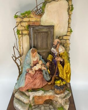 Natività Presepe Napoletano con Pastori in Terracotta e Occhi in Vetro – Struttura con Rovine