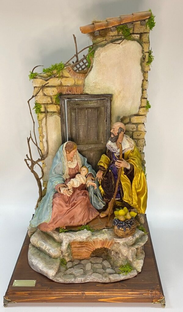 Natività Presepe Napoletano con Pastori in Terracotta e Occhi in Vetro – Struttura con Rovine
