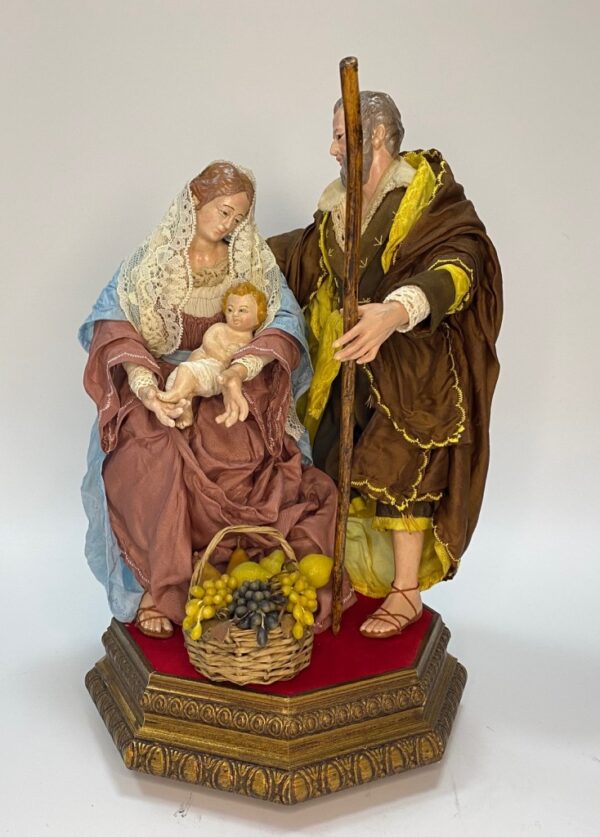 Scena Natività con Pastori in Terracotta e Occhi in Vetro – Altezza 25 cm – Presepe Napoletano Artigianale