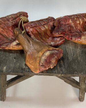Tavolo con Pezzi di Macelleria in Terracotta – Presepe Napoletano ’700 Figure 25–30 cm