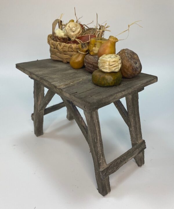 Tavola Imbandita con Salumi e Formaggi in Cera – Presepe Napoletano del '700 Figure 25–30 cm