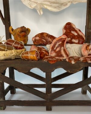 Banchetto con pezzi di carne in cera – Accessorio per figure 25 cm – Presepe Napoletano '700