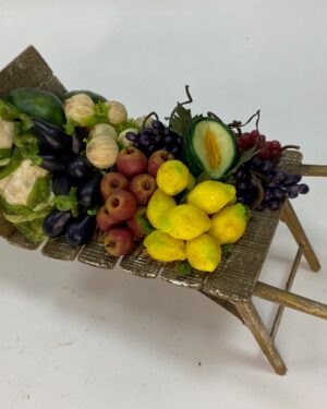 Carriola con frutta e verdura in cera – Accessorio per figure 22-25 cm – Presepe Napoletano '700