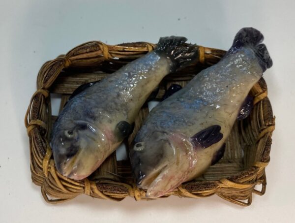 Cesta con Pesci in Cera – Accessorio per Pastori 25 cm – Presepe Napoletano '700