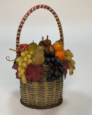 Cesto impagliato con frutta e verdura in cera – Accessorio per pastori 25 cm – Presepe napoletano '700
