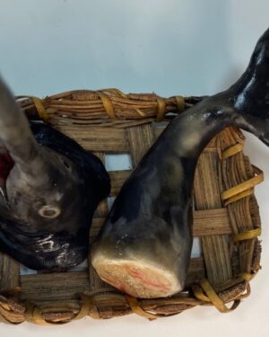 Cesta con Pesce Spada in Cera – Accessorio per Pastori 25-30 cm – Presepe Napoletano '700