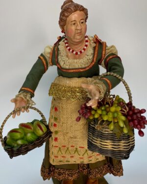 Pastorella nobile in terracotta – Occhi in vetro – 25 cm – Tradizione Napoletana '700